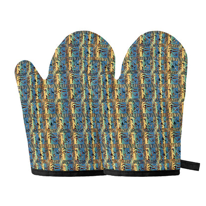 Egyptian Eye Of Horus Pattern Print Oven Mitts