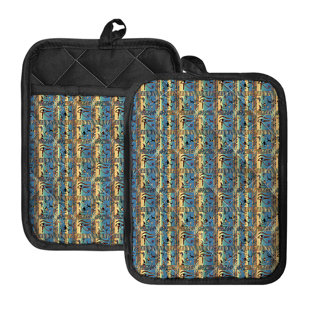 Egyptian Eye Of Horus Pattern Print Pot Holders With Pocket