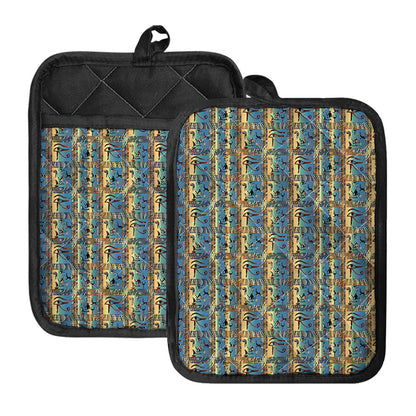 Egyptian Eye Of Horus Pattern Print Pot Holders With Pocket