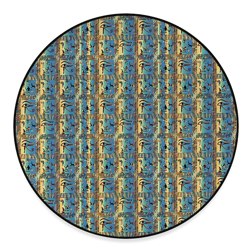 Egyptian Eye Of Horus Pattern Print Round Floor Mat