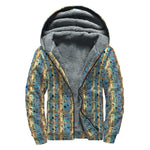 Egyptian Eye Of Horus Pattern Print Sherpa Lined Zip Up Hoodie