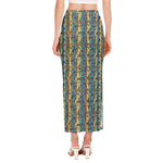 Egyptian Eye Of Horus Pattern Print Side Slit Maxi Skirt