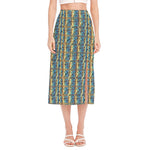 Egyptian Eye Of Horus Pattern Print Side Slit Midi Skirt