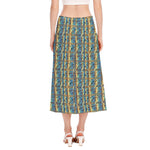 Egyptian Eye Of Horus Pattern Print Side Slit Midi Skirt