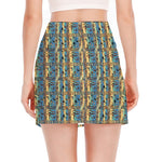 Egyptian Eye Of Horus Pattern Print Side Slit Mini Skirt