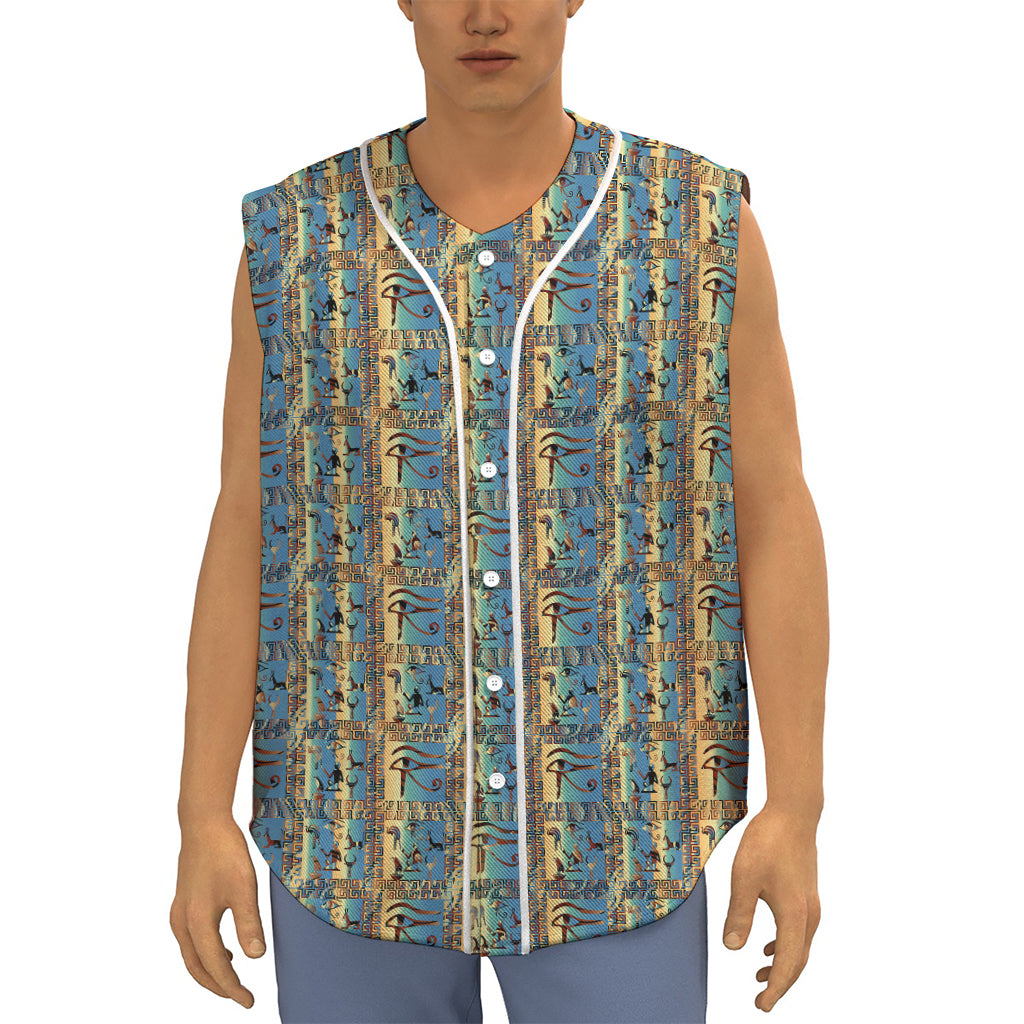 Egyptian Eye Of Horus Pattern Print Sleeveless Baseball Jersey