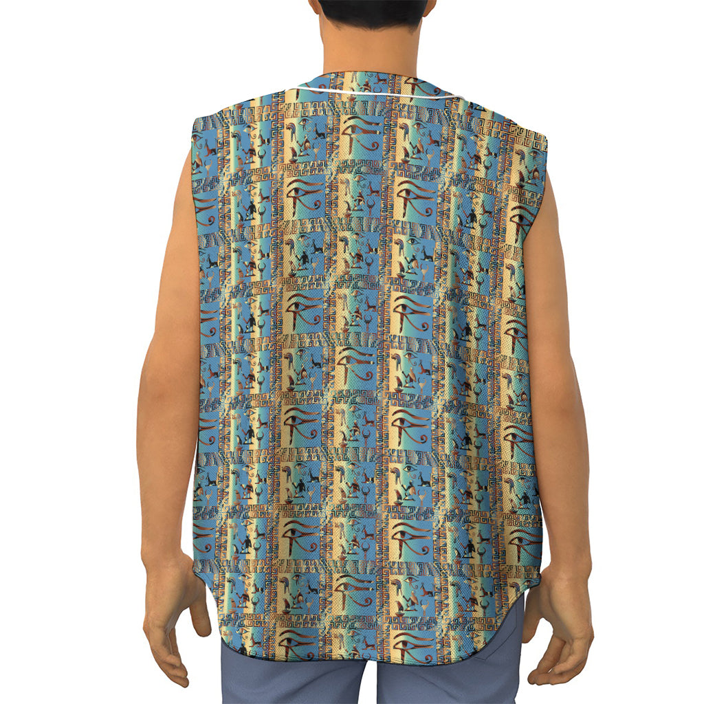 Egyptian Eye Of Horus Pattern Print Sleeveless Baseball Jersey