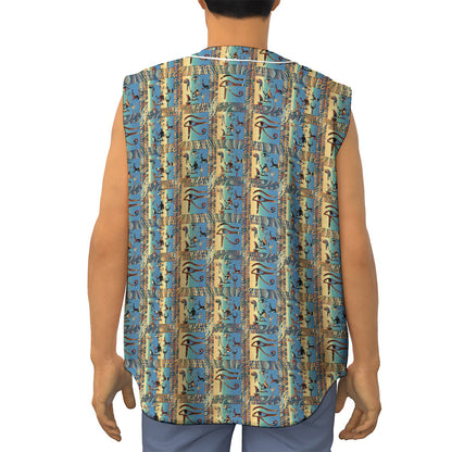 Egyptian Eye Of Horus Pattern Print Sleeveless Baseball Jersey