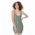 Egyptian Eye Of Horus Pattern Print Sleeveless Bodycon Dress