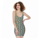 Egyptian Eye Of Horus Pattern Print Sleeveless Bodycon Dress