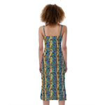 Egyptian Eye Of Horus Pattern Print Slim Fit Midi Cami Dress