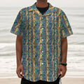 Egyptian Eye Of Horus Pattern Print Textured Short Sleeve Shirt