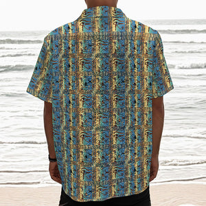 Egyptian Eye Of Horus Pattern Print Textured Short Sleeve Shirt