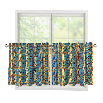 Egyptian Eye Of Horus Pattern Print Tier Curtains