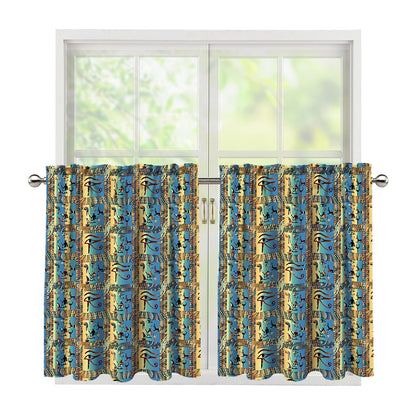 Egyptian Eye Of Horus Pattern Print Tier Curtains