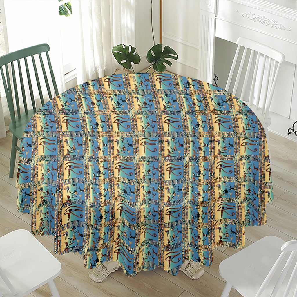 Egyptian Eye Of Horus Pattern Print Waterproof Round Tablecloth