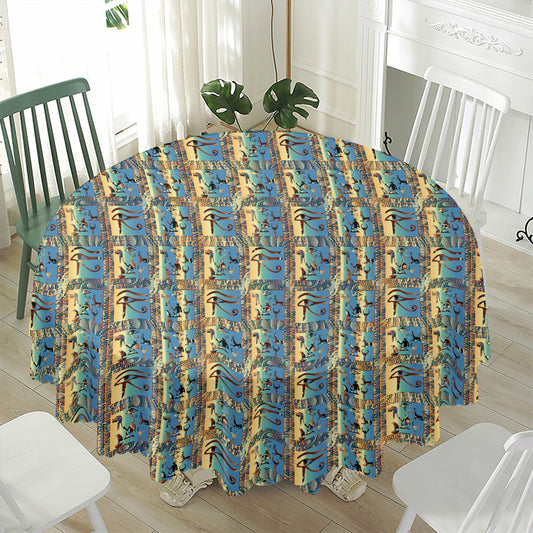 Egyptian Eye Of Horus Pattern Print Waterproof Round Tablecloth