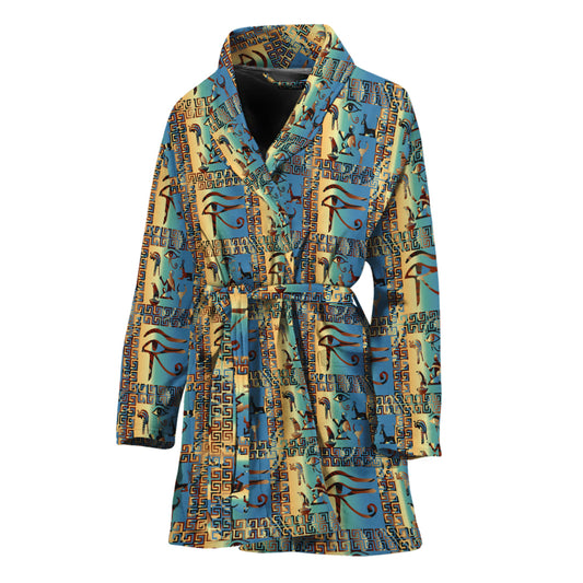 Egyptian Eye Of Horus Pattern Print Women's Bathrobe
