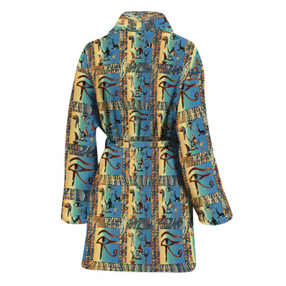 Egyptian Eye Of Horus Pattern Print Women's Bathrobe