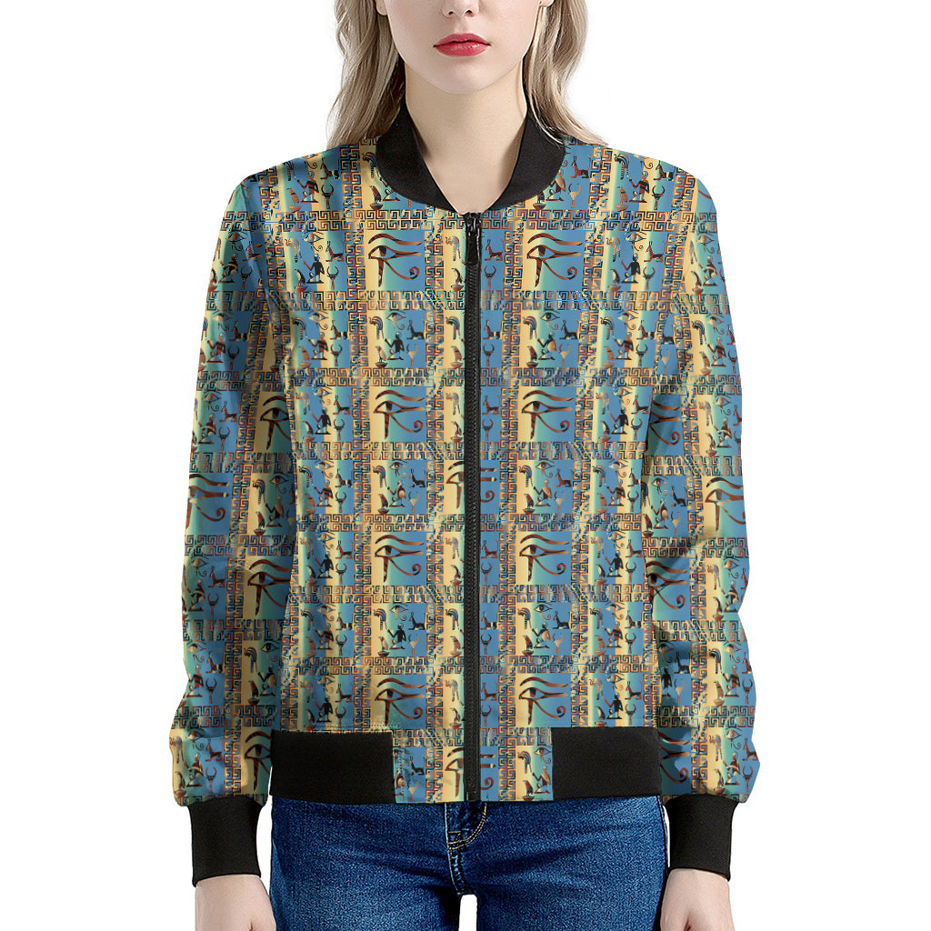 Egyptian Eye Of Horus Pattern Print Women's Bomber Jacket