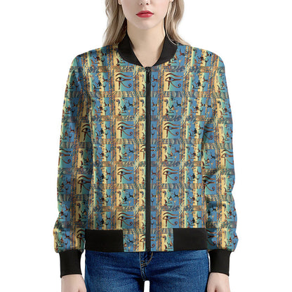Egyptian Eye Of Horus Pattern Print Women's Bomber Jacket