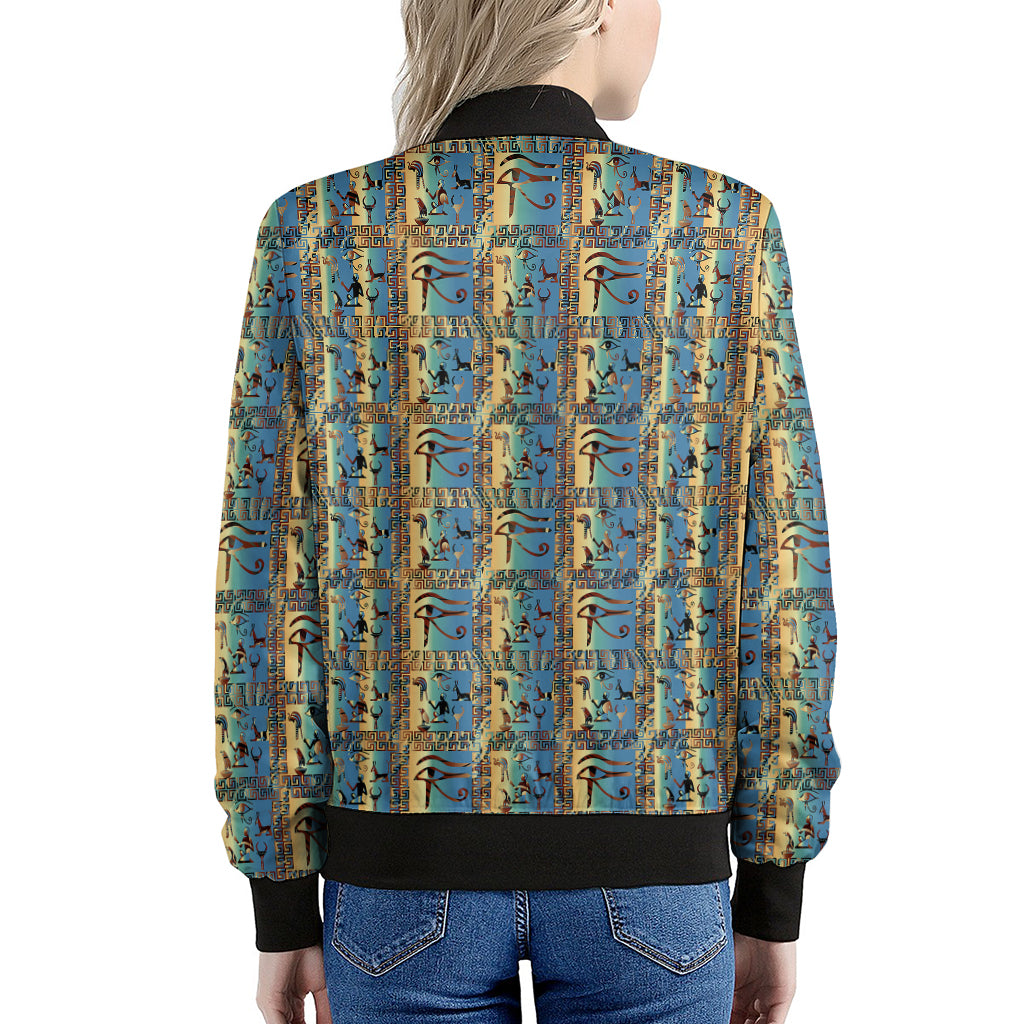 Egyptian Eye Of Horus Pattern Print Women's Bomber Jacket