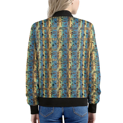 Egyptian Eye Of Horus Pattern Print Women's Bomber Jacket