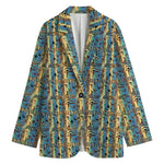 Egyptian Eye Of Horus Pattern Print Women's Cotton Blazer