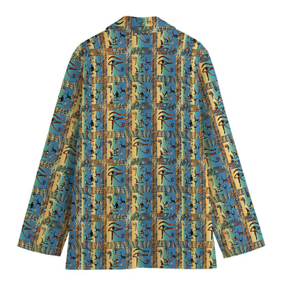 Egyptian Eye Of Horus Pattern Print Women's Cotton Blazer
