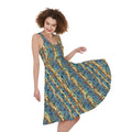 Egyptian Eye Of Horus Pattern Print Sleeveless Knee Length Dress