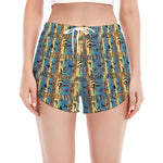 Egyptian Eye Of Horus Pattern Print Women's Split Running Shorts