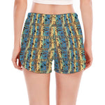 Egyptian Eye Of Horus Pattern Print Women's Split Running Shorts