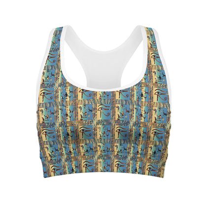 Egyptian Eye Of Horus Pattern Print Women's Sports Bra