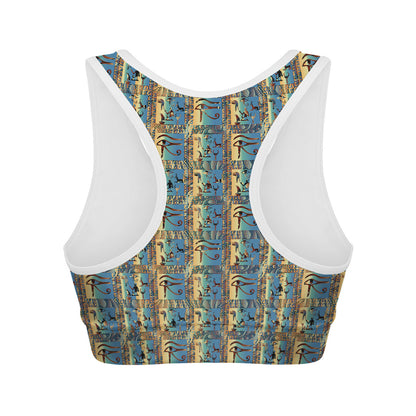 Egyptian Eye Of Horus Pattern Print Women's Sports Bra