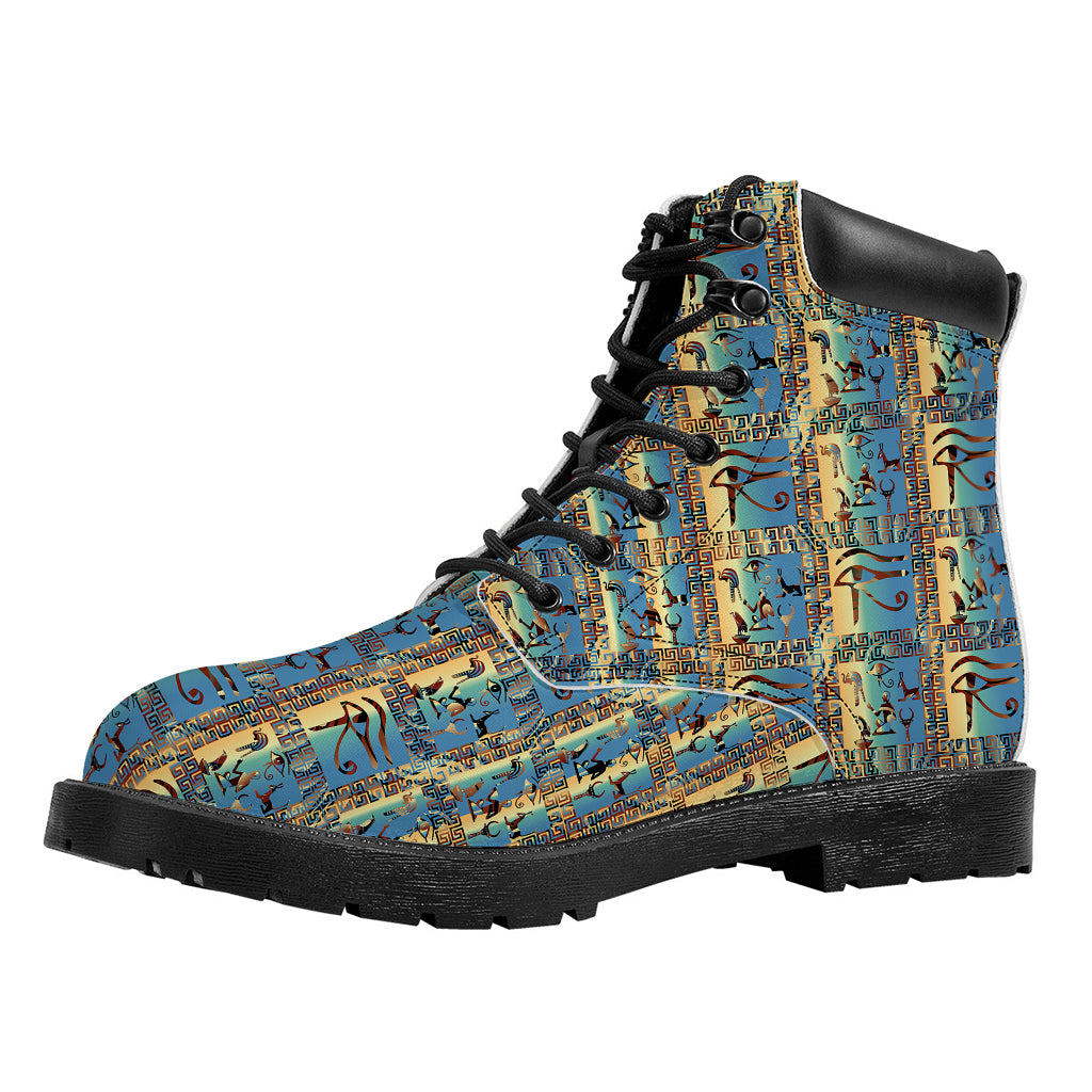 Egyptian Eye Of Horus Pattern Print Work Boots