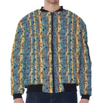 Egyptian Eye Of Horus Pattern Print Zip Sleeve Bomber Jacket