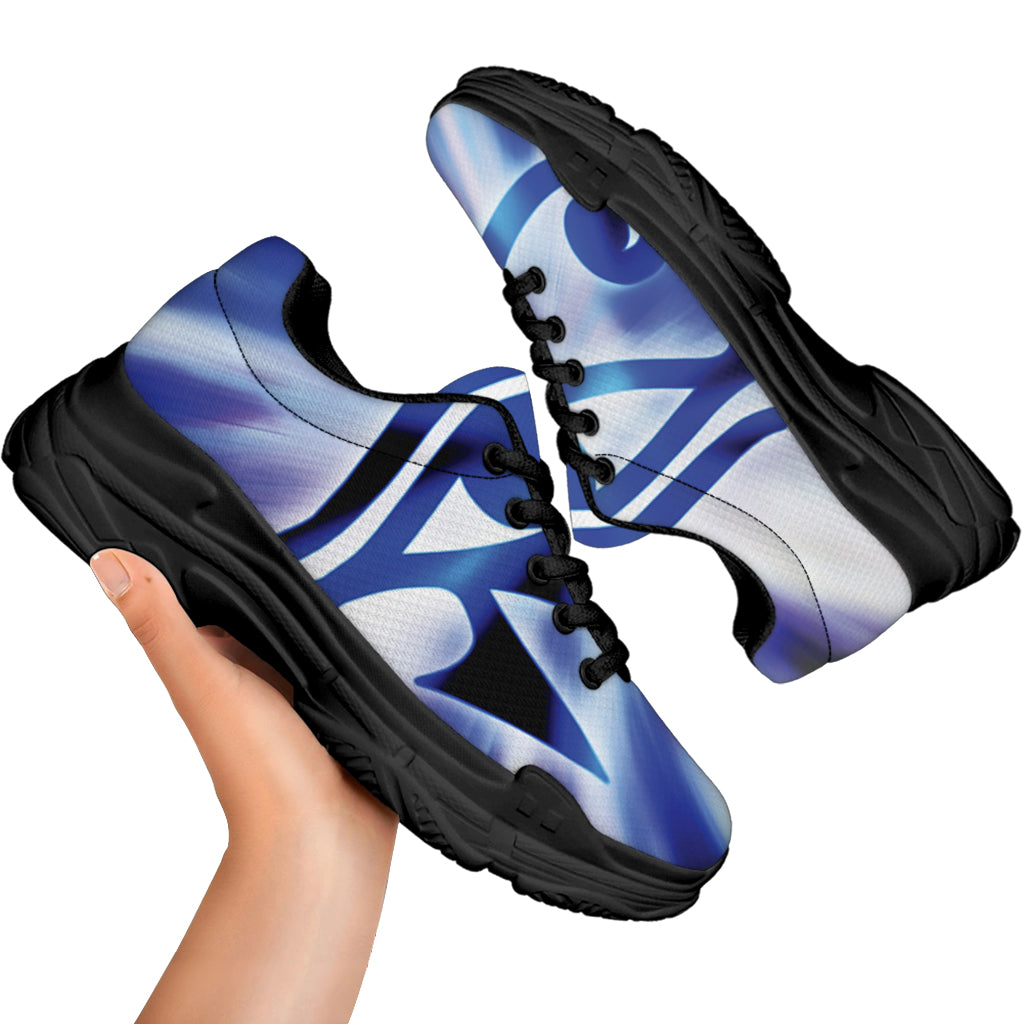Egyptian Eye Of Horus Print Black Chunky Shoes