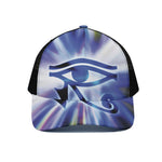 Egyptian Eye Of Horus Print Black Mesh Trucker Cap