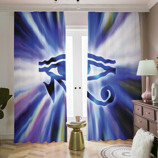 Egyptian Eye Of Horus Print Blackout Pencil Pleat Curtains