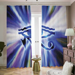 Egyptian Eye Of Horus Print Blackout Pencil Pleat Curtains