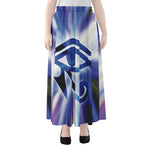 Egyptian Eye Of Horus Print Chiffon Maxi Skirt
