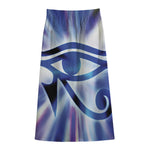 Egyptian Eye Of Horus Print Cotton Front Slit Maxi Skirt