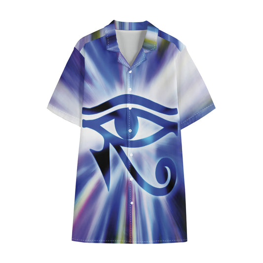 Egyptian Eye Of Horus Print Cotton Hawaiian Shirt