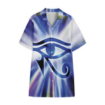 Egyptian Eye Of Horus Print Cotton Hawaiian Shirt