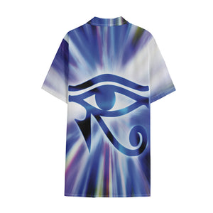 Egyptian Eye Of Horus Print Cotton Hawaiian Shirt