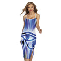 Egyptian Eye Of Horus Print Cross Back Cami Dress