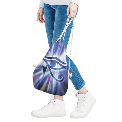 Egyptian Eye Of Horus Print Drawstring Bag