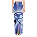 Egyptian Eye Of Horus Print High Slit Maxi Skirt