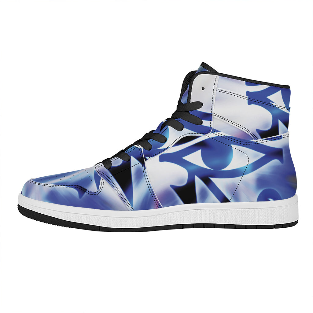 Egyptian Eye Of Horus Print High Top Leather Sneakers