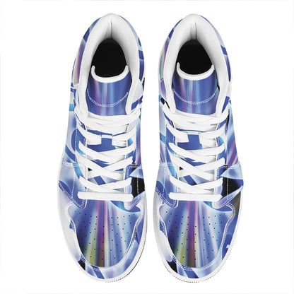 Egyptian Eye Of Horus Print High Top Leather Sneakers